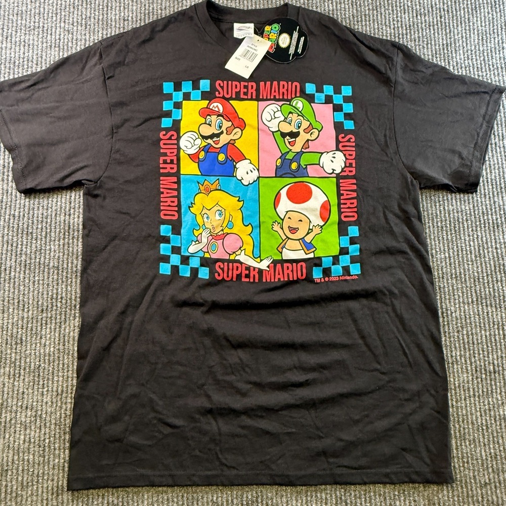 Super Mario T Shirt Unisex L Black‎ Nintendo Graphic Tee NWT